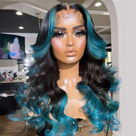 black and blue lace front wig|baby blue lace front wig.